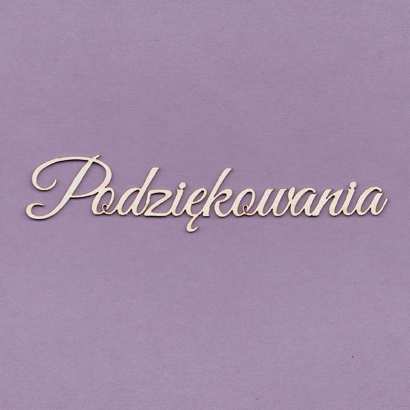 Napis podziękowania na fioletowym tle.