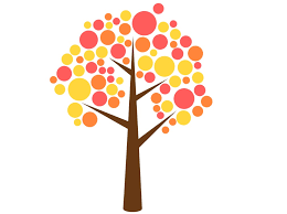 Drzewo z kropek ż&oacute;łtych i pomarańczowych.