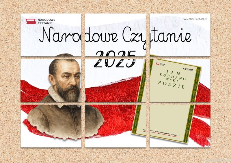 Portret Jana Kochanowskiego i napis narodowe czytanie 2025