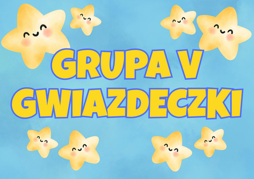Na niebieskim tle napis grupa V gwiazdeczki w tle gwiazdy.