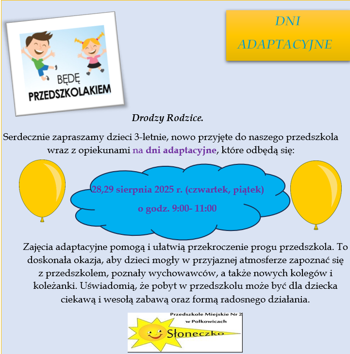 Zaproszenie na dni adaptacyjne