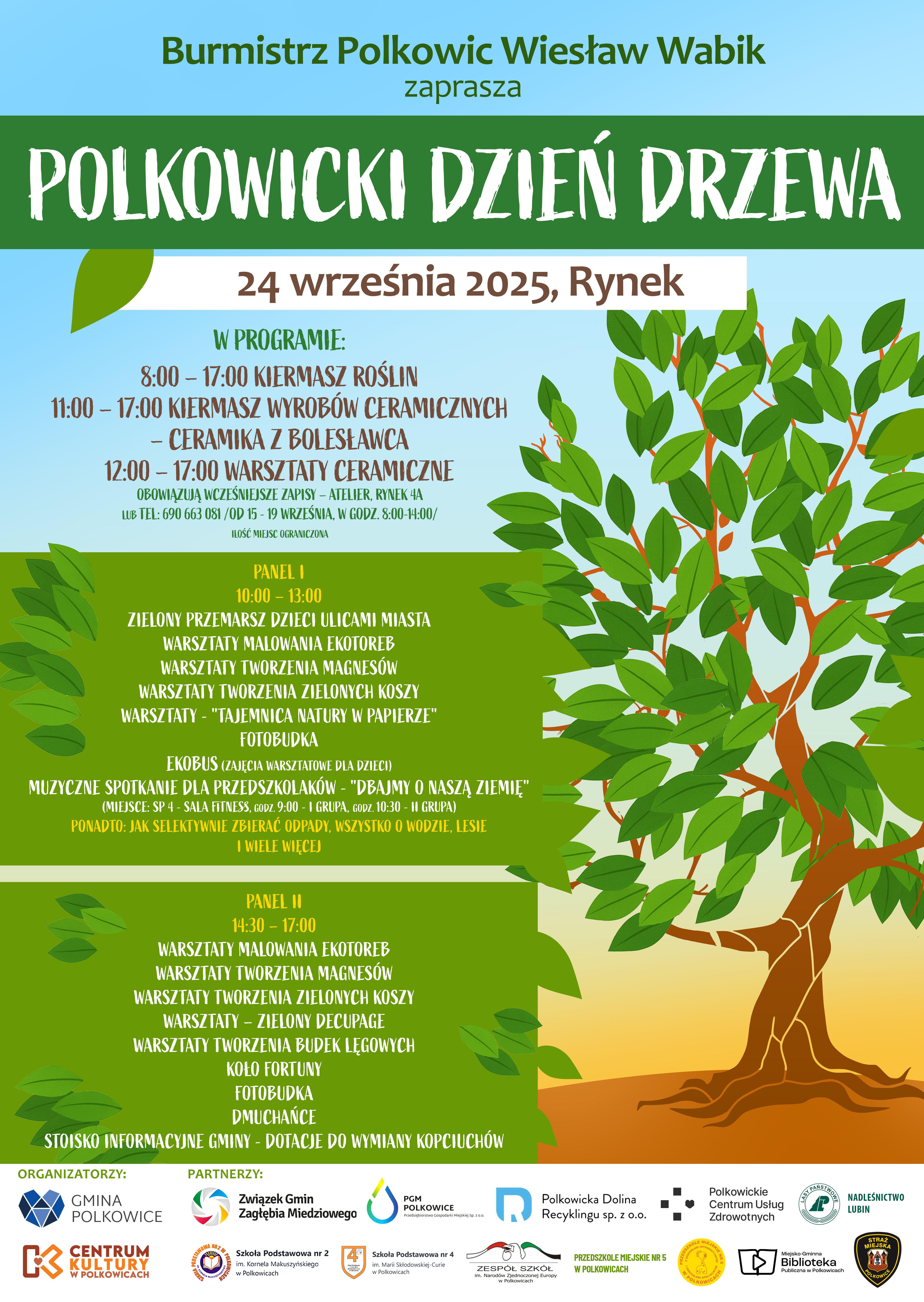 Plakat informujący o obchodach dnia drzewa.