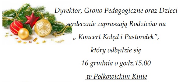 Zaproszenie na koncert kolęd i pastorałek.