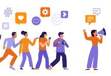 Osiem osób wysyła sobie wiadomości przez telefon.