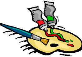 Paleta z farbami i pędzlem.