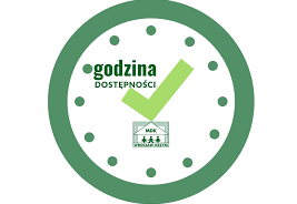 Zegar z napisem godzina dostępności.