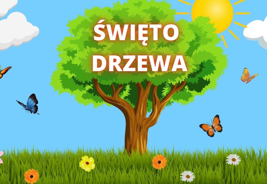Drzewo wokół fruwają motyle.
