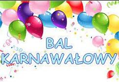Napis bal karnawałowy i balony