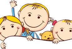 Buzie trójki dzieci z małym misiem.