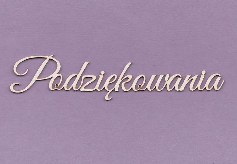 Napis podziękowania na fioletowym tle.