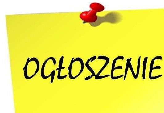 Napis ogłoszenie na żółtej kartce