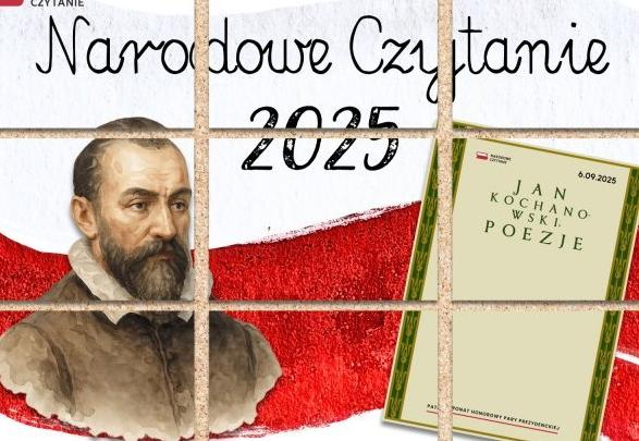 Portret Jana Kochanowskiego i napis narodowe czytanie 2025