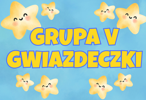 Na niebieskim tle napis grupa V gwiazdeczki w tle gwiazdy.