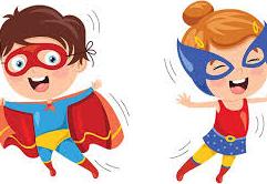 Dwie postaci przebrane za bohaterów bajek.