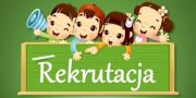 Napis rekrutacja w ramce na górze buzie czworga dzieci.