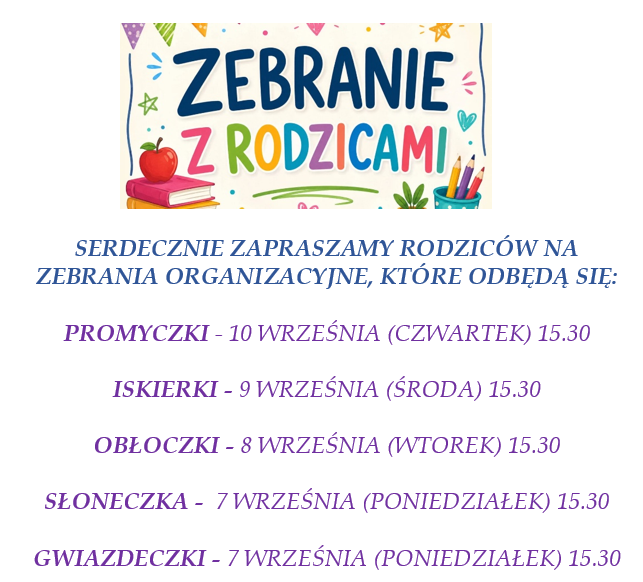 Informacja o zebraniu z rodzicami